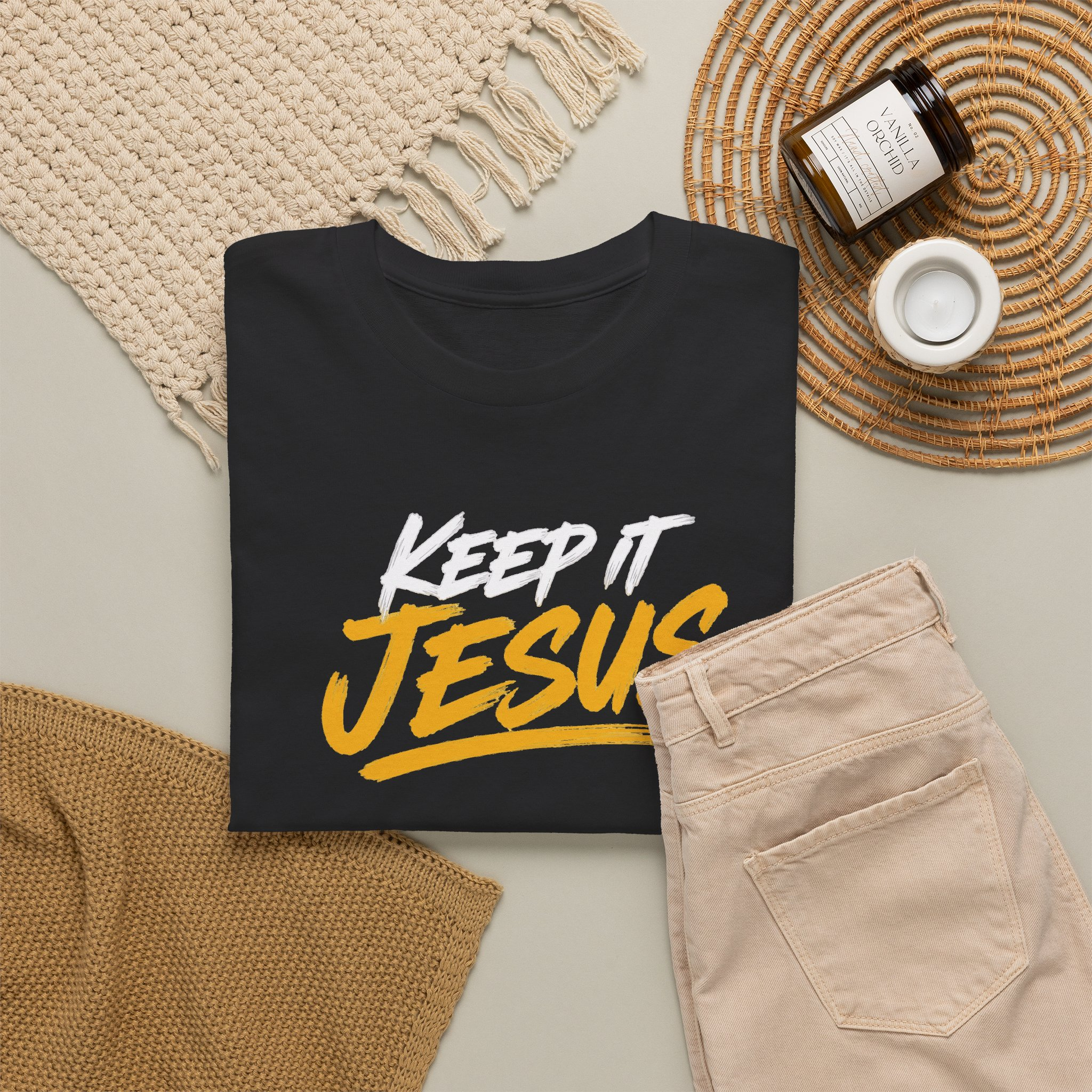 Keep It Jesus White & Gold Logo Tee — Gildan 5000 - Image 4