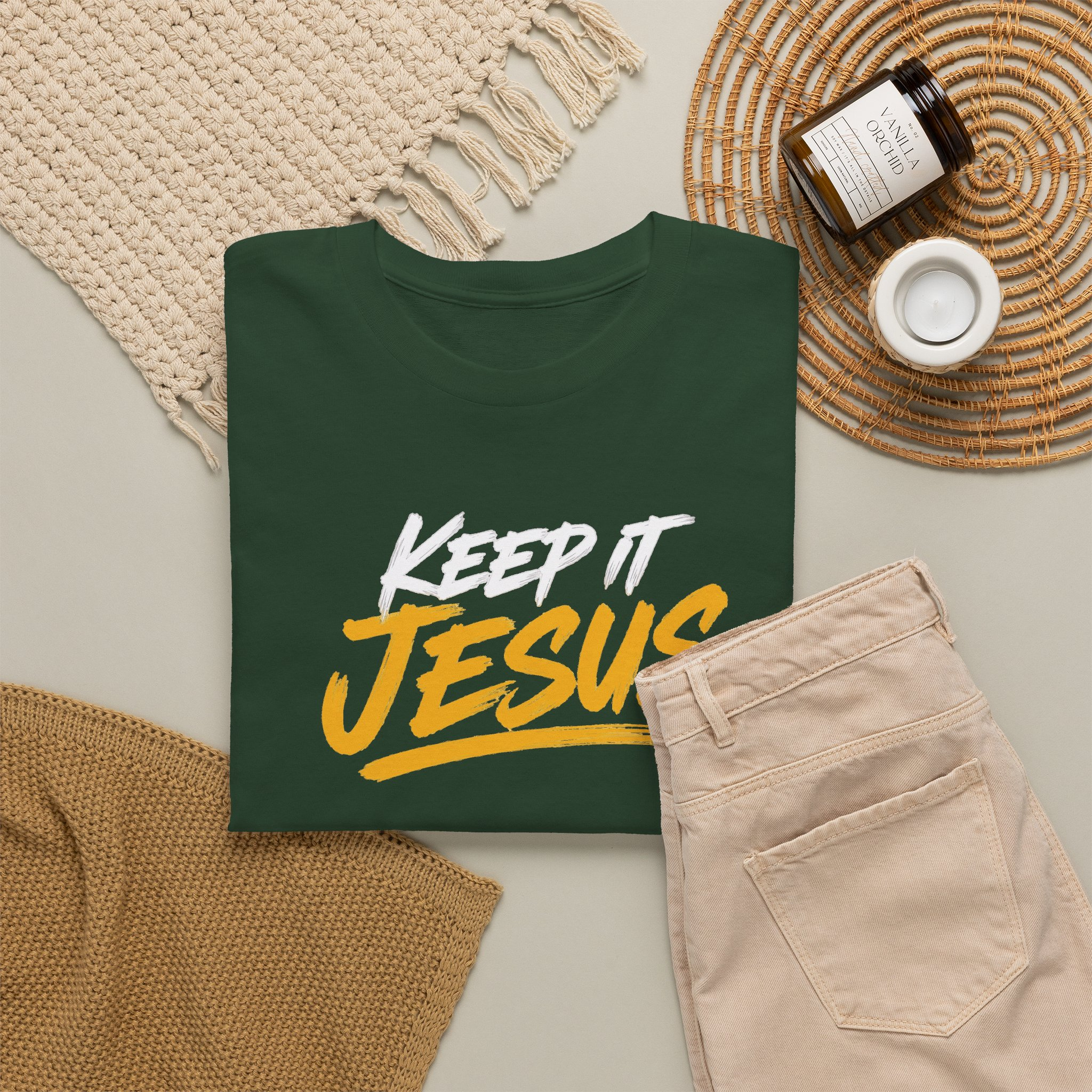 Keep It Jesus White & Gold Logo Tee — Gildan 5000 - Image 16