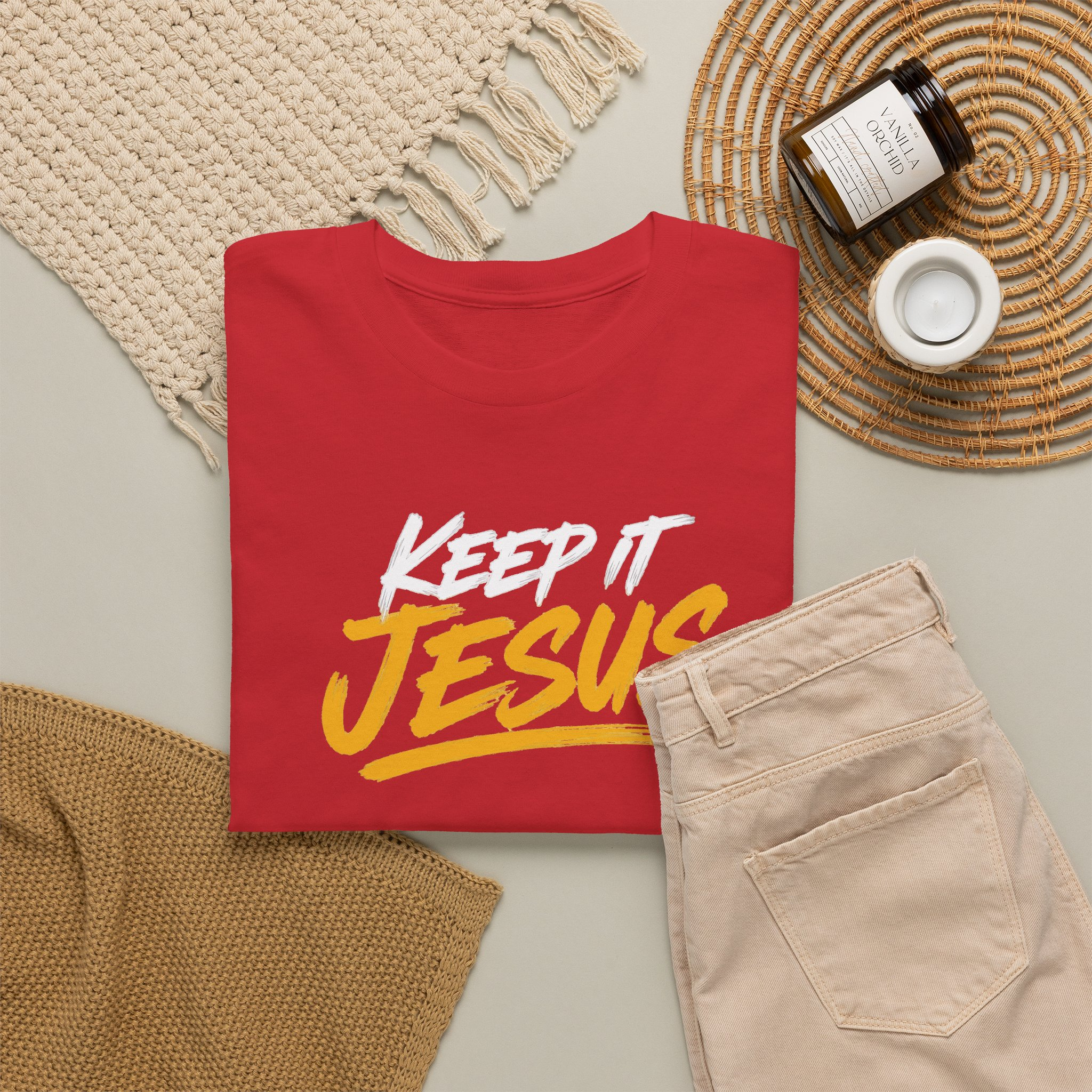 Keep It Jesus White & Gold Logo Tee — Gildan 5000 - Image 48