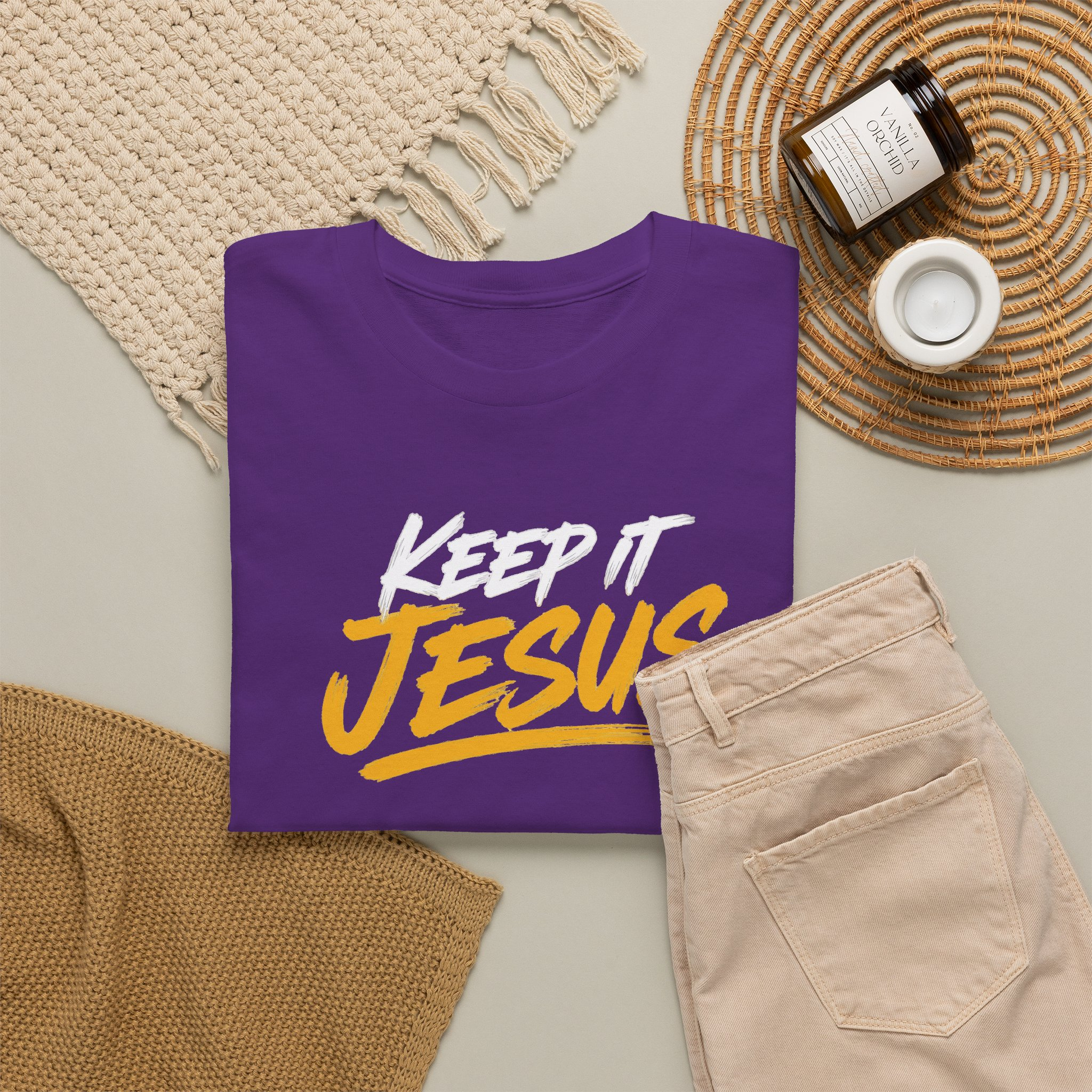 Keep It Jesus White & Gold Logo Tee — Gildan 5000 - Image 44