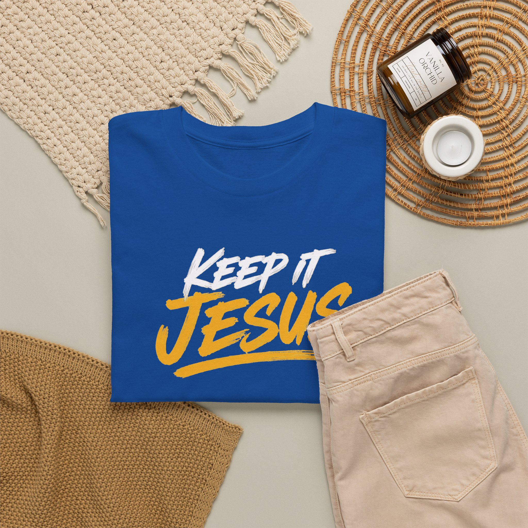 Keep It Jesus White & Gold Logo Tee — Gildan 5000 - Image 32