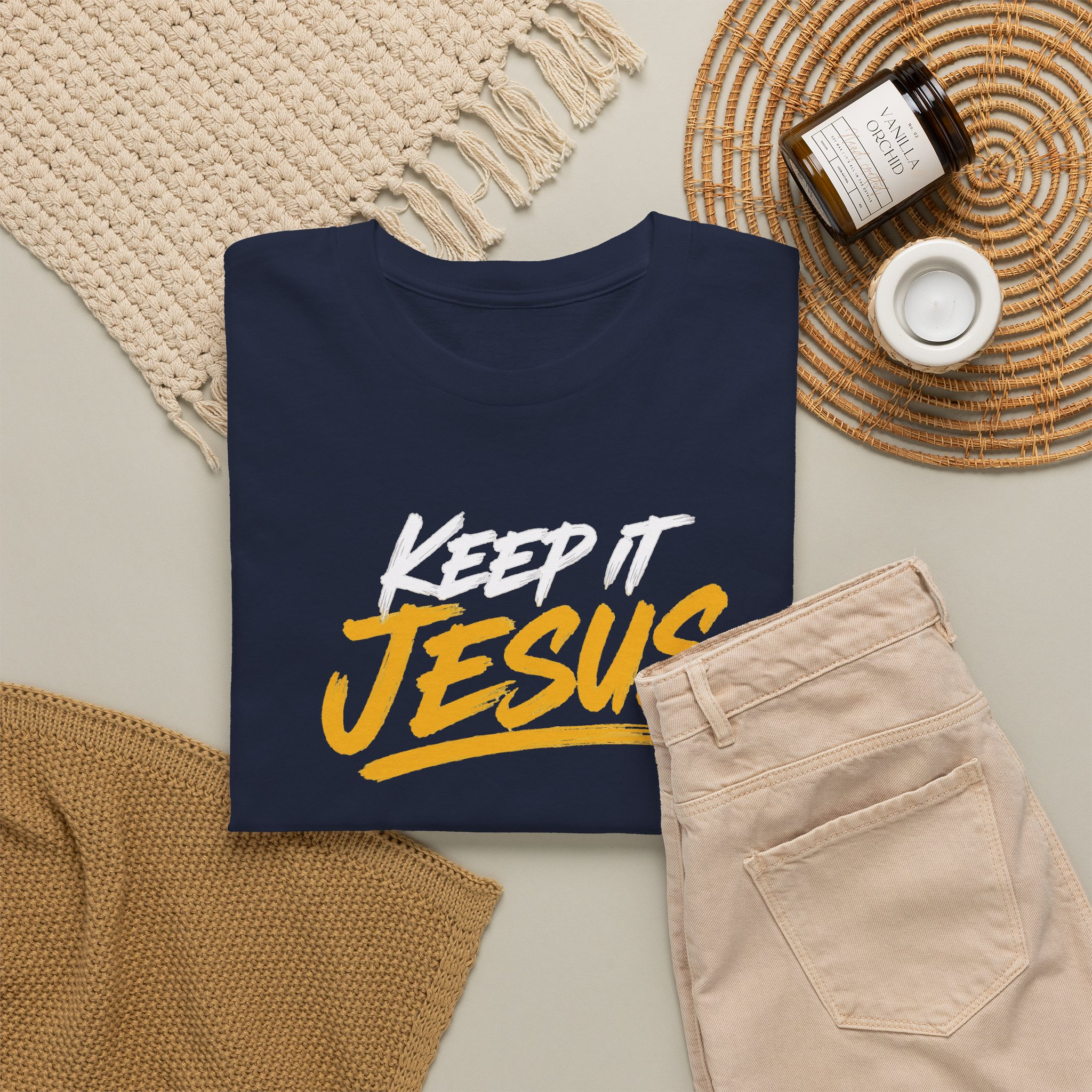Keep It Jesus White & Gold Logo Tee — Gildan 5000 - Image 36