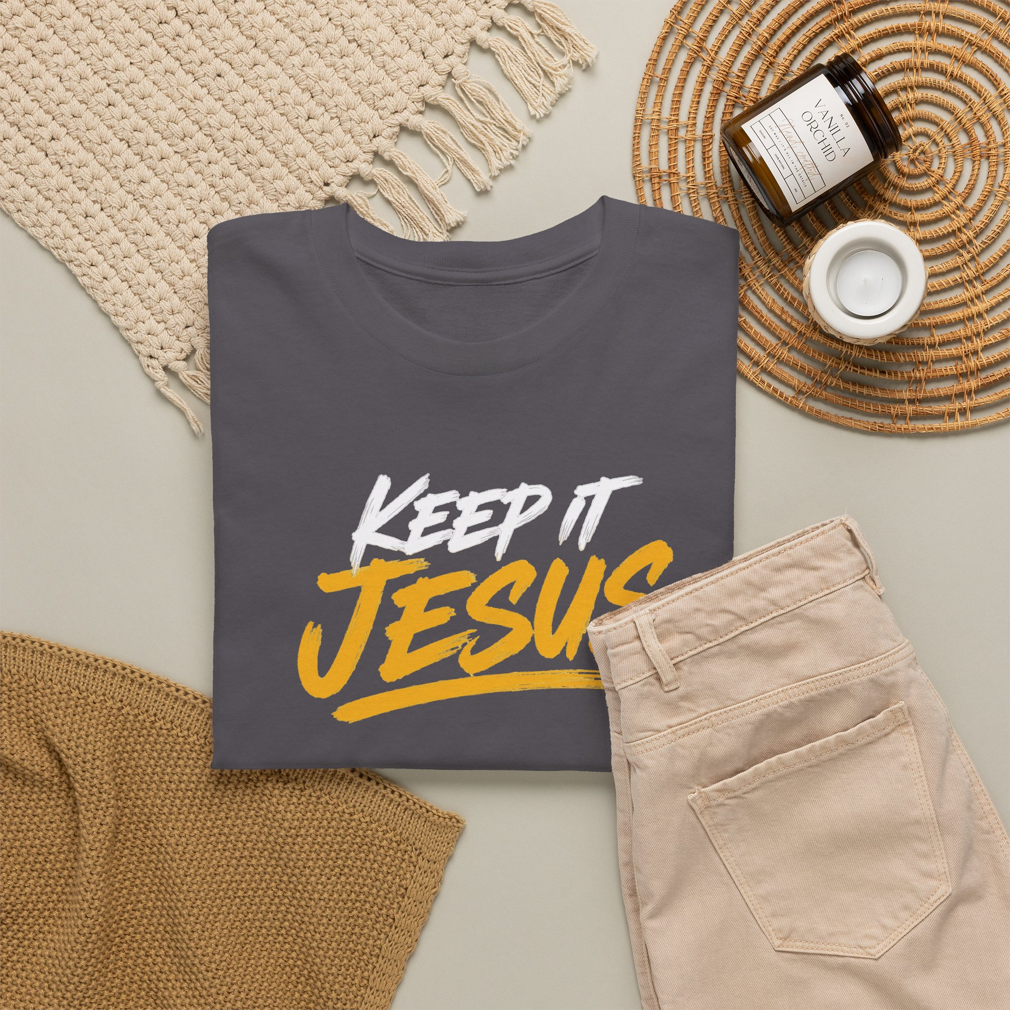 Keep It Jesus White & Gold Logo Tee — Gildan 5000 - Image 28