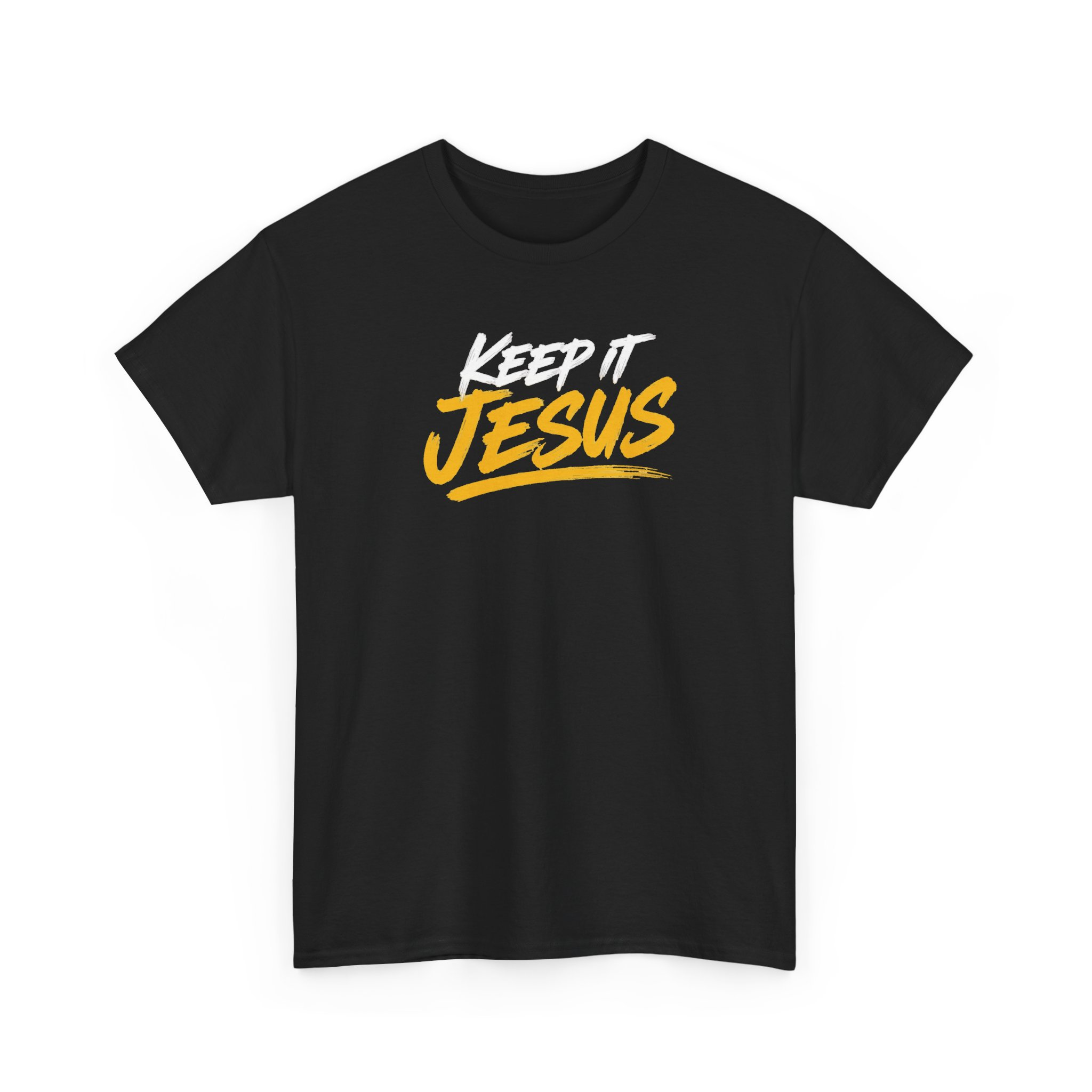 Keep It Jesus White & Gold Logo Tee — Gildan 5000