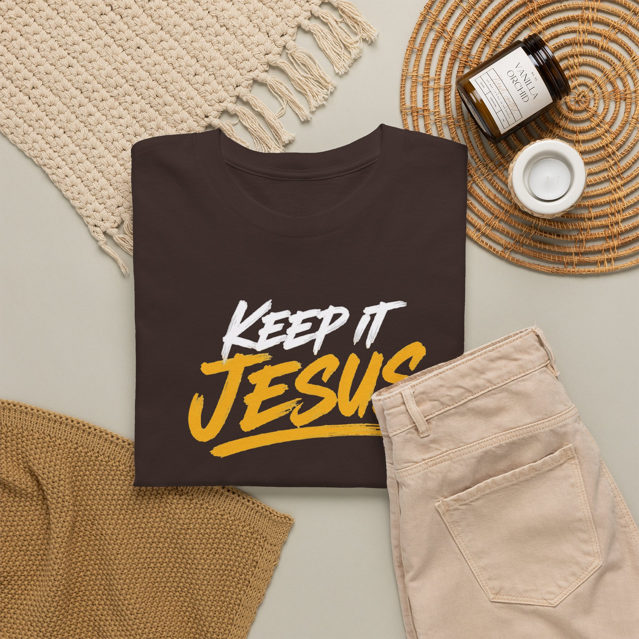 Keep It Jesus White & Gold Logo Tee — Gildan 5000 - Image 12