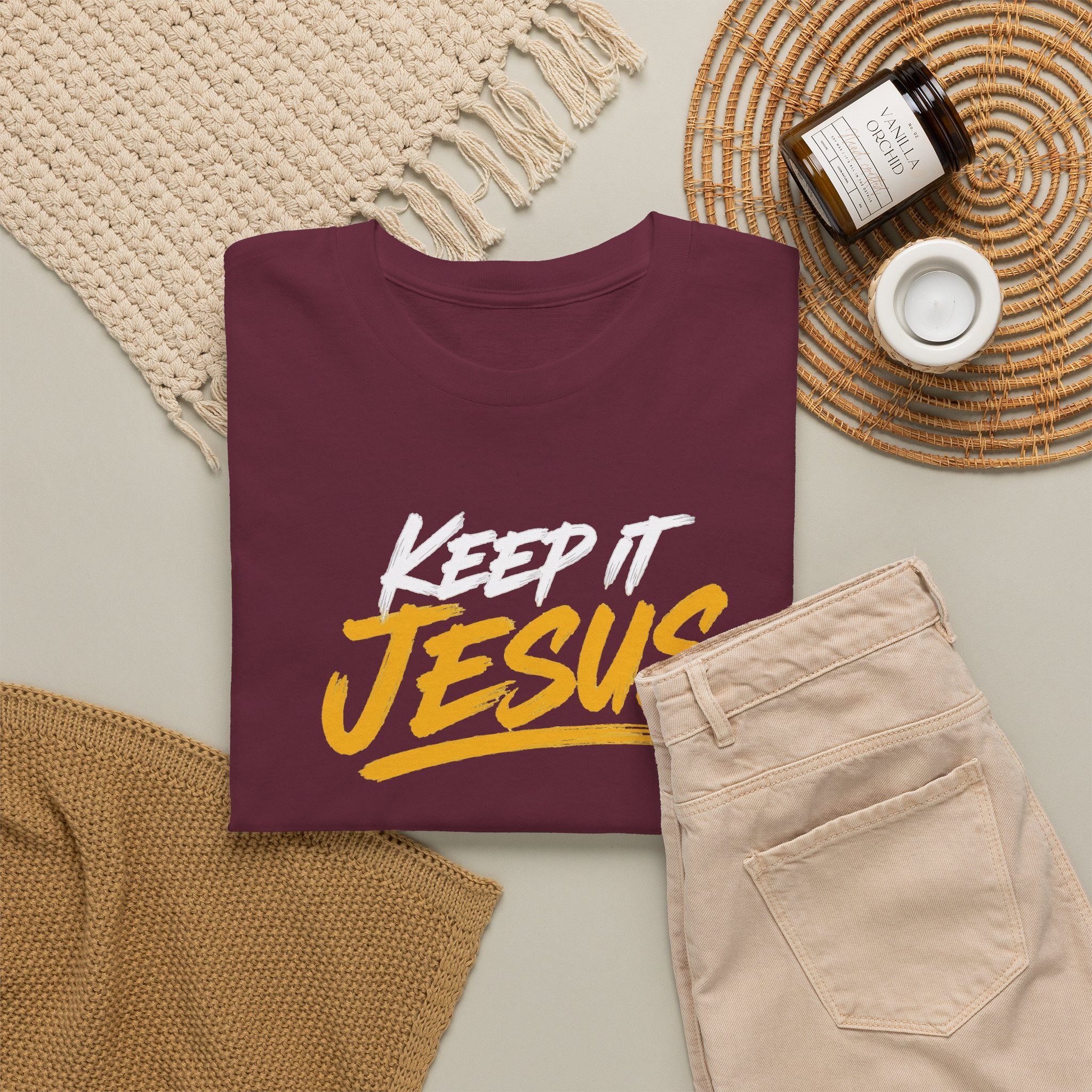 Keep It Jesus White & Gold Logo Tee — Gildan 5000 - Image 8