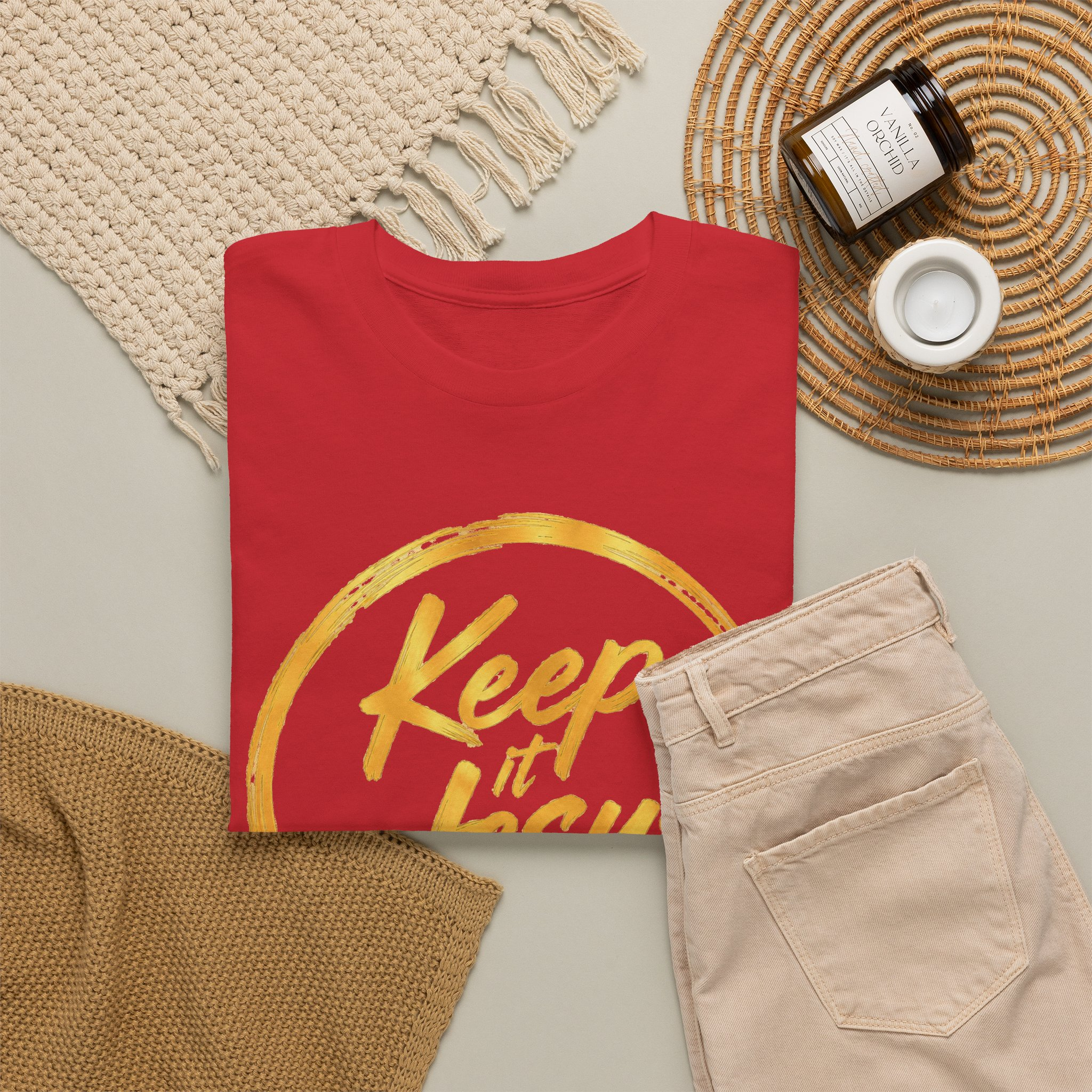 Keep It Jesus Gold Circle Christian T-Shirt - Image 48